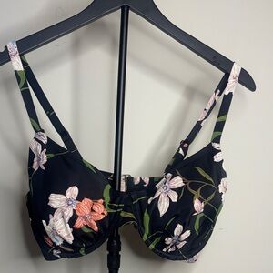 Shade and Shore Floral Black Women's Swim Top Size 36DD